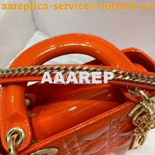 Replica Dior Quilted Orange Patent Leather Mini Lady Dior Bag 6