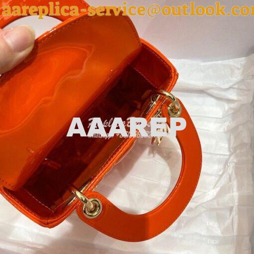 Replica Dior Quilted Orange Patent Leather Mini Lady Dior Bag 7