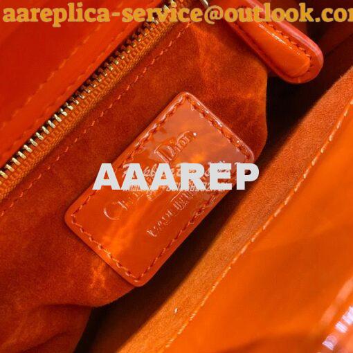 Replica Dior Quilted Orange Patent Leather Mini Lady Dior Bag 8