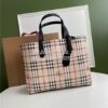 Replica Burberry The Small Reversible Tote in Haymarket Check and Leat 10