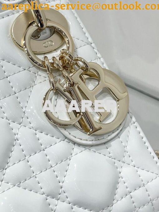 Replica Dior Quilted White Patent Leather Mini Lady Dior Bag 3