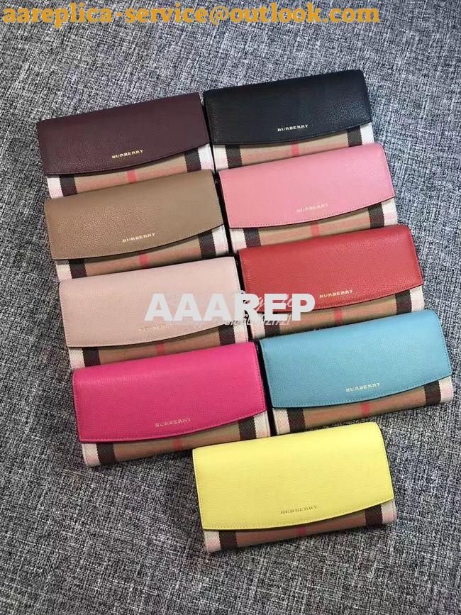 Replica Burberry House Check And Grainy Leather Continental Wallet for ...