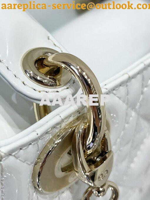 Replica Dior Quilted White Patent Leather Mini Lady Dior Bag 6