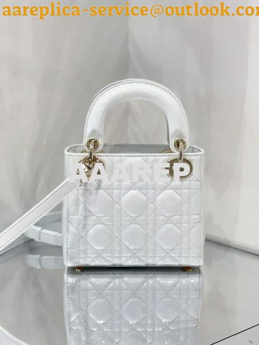 Replica Dior Quilted White Patent Leather Mini Lady Dior Bag 8