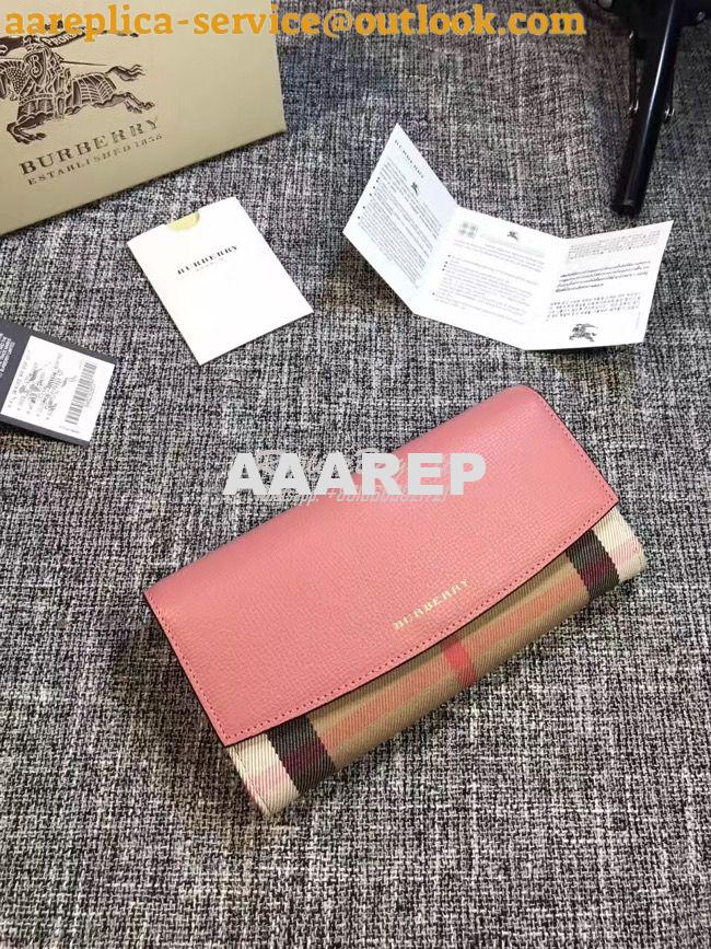 Replica Burberry House Check And Grainy Leather Continental Wallet for ...