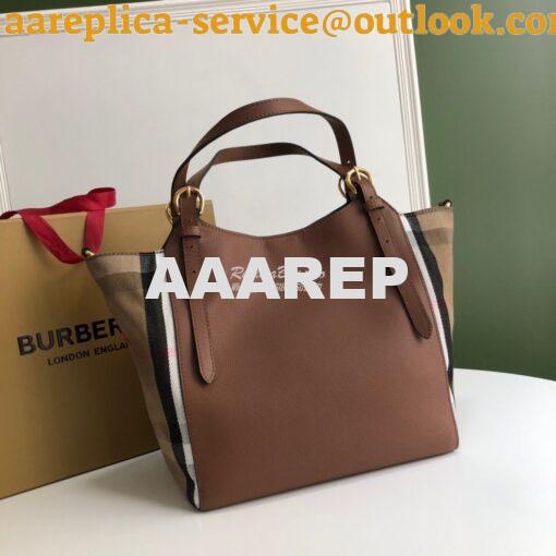 Replica Burberry The Small Canter in Leather and House Check Tan 2