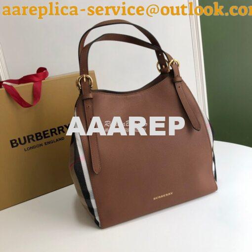 Replica Burberry The Small Canter in Leather and House Check Tan 3