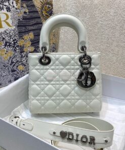Replica Lady Dior My ABCdior Bag Latte Cannage Lambskin with Ruthenium
