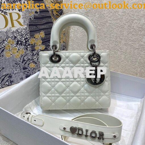 Replica Lady Dior My ABCdior Bag Latte Cannage Lambskin with Ruthenium