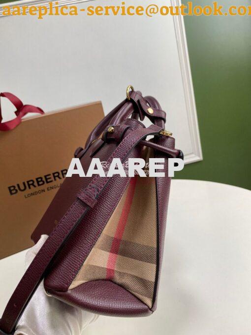 Replica Burberry The Small Banner in Leather and House Check Wine 4