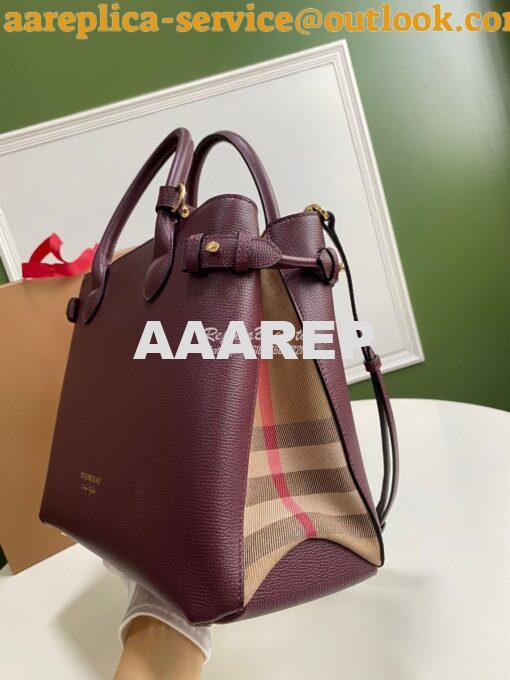 Replica Burberry The Small Banner in Leather and House Check Wine 12