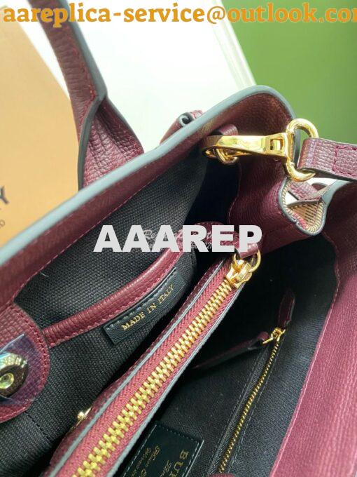 Replica Burberry The Small Banner in Leather and House Check Wine 15