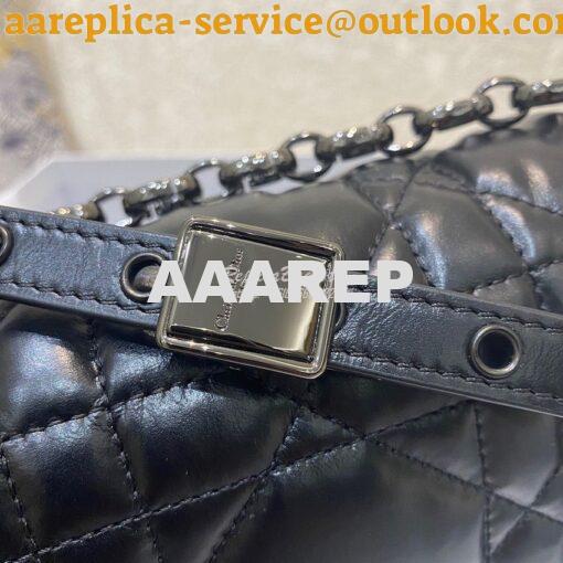 Replica Dior Large Caro Bag Black Quilted Macrocannage Calfskin with R 3