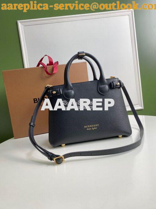 Replica Burberry The Small Banner in Leather and House Check Black