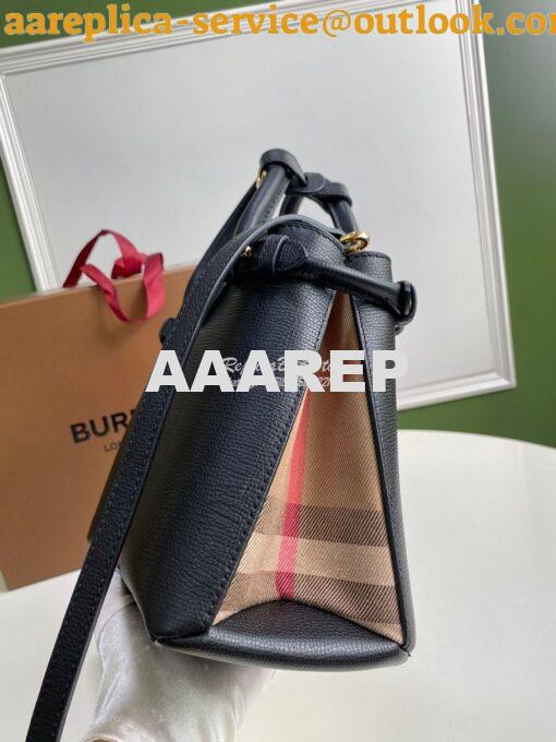 Replica Burberry The Small Banner in Leather and House Check Black 2