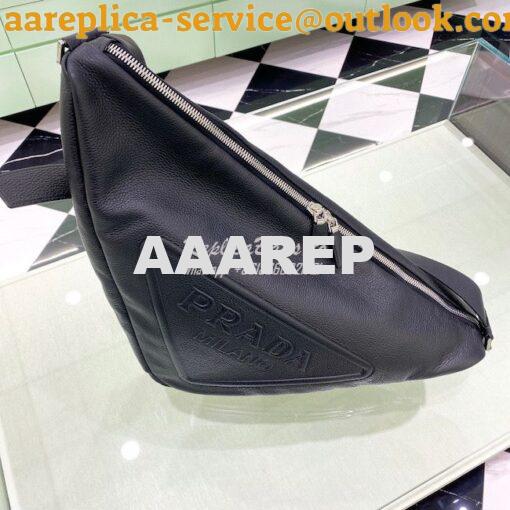 Replica Leather Prada Triangle Bag 2VY007 Black 2