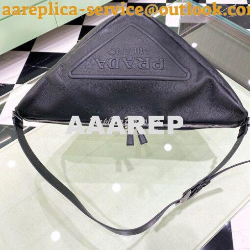 Replica Leather Prada Triangle Bag 2VY007 Black 4