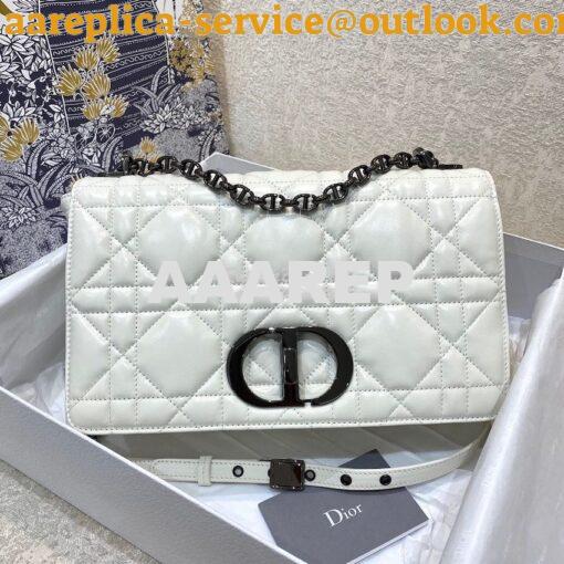 Replica Dior Large Caro Bag Latte Quilted Macrocannage Calfskin with R