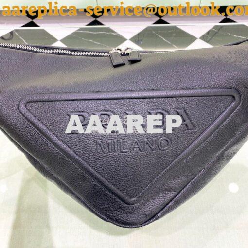 Replica Leather Prada Triangle Bag 2VY007 Black 5