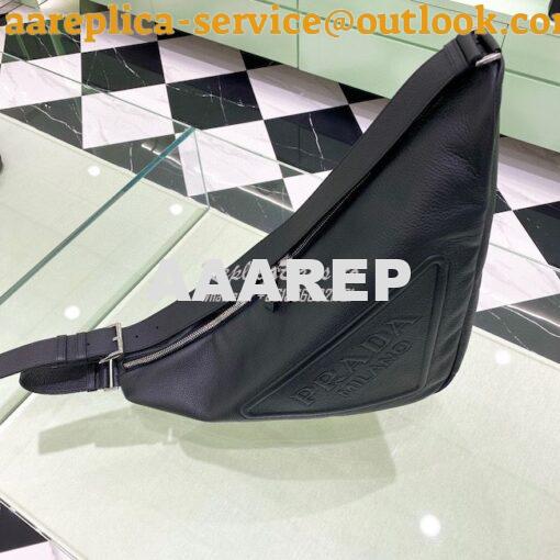 Replica Leather Prada Triangle Bag 2VY007 Black 6
