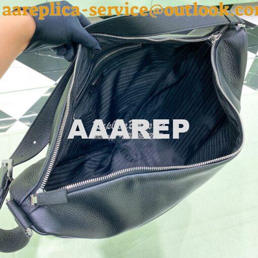 Replica Leather Prada Triangle Bag 2VY007 Black 9