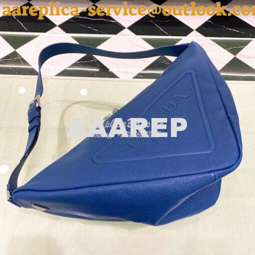 Replica Leather Prada Triangle Bag 2VY007 Bluette 5