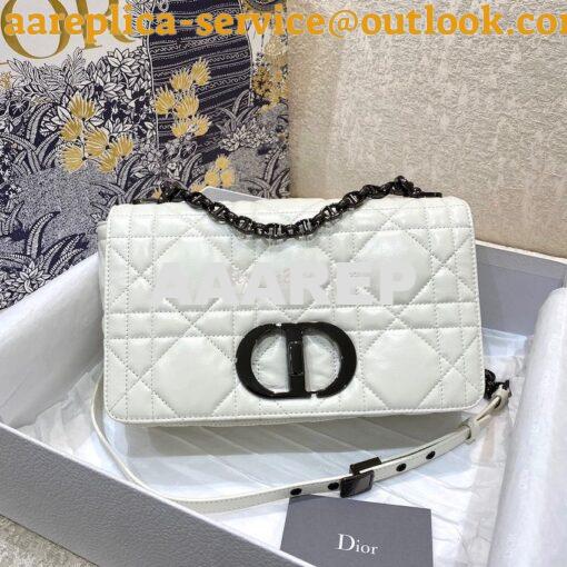 Replica Dior Medium Caro Bag Latte Quilted Macrocannage Calfskin with