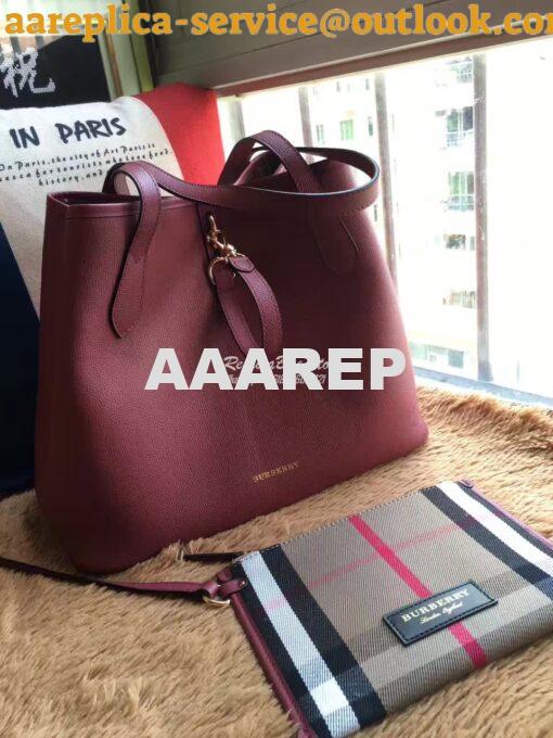 Replica Burberry Medium Grainy Leather Tote Bag Mahagony Red 3