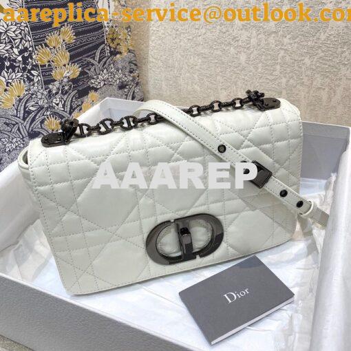 Replica Dior Medium Caro Bag Latte Quilted Macrocannage Calfskin with 2