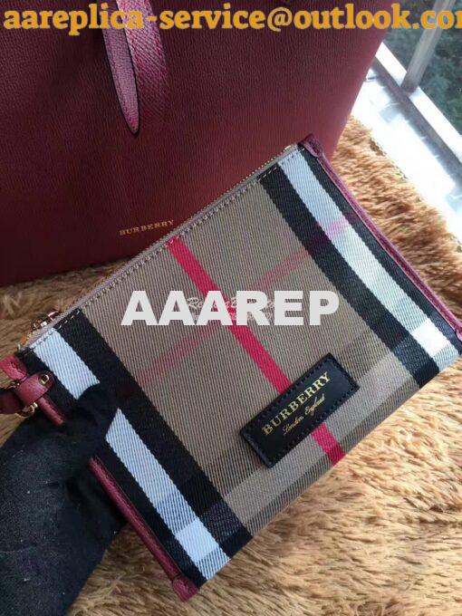 Replica Burberry Medium Grainy Leather Tote Bag Mahagony Red 4