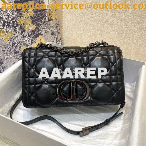 Replica Dior Medium Caro Bag Black Quilted Macrocannage Calfskin with