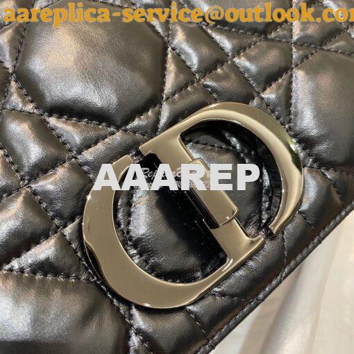 Replica Dior Medium Caro Bag Black Quilted Macrocannage Calfskin with 2