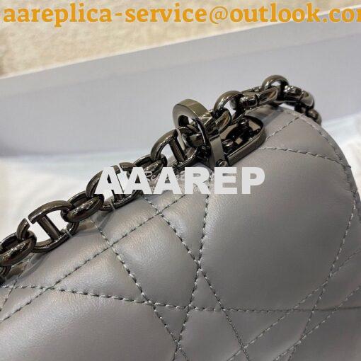 Replica Dior Small Caro Bag Steel Grey Quilted Macrocannage Calfskin w 3