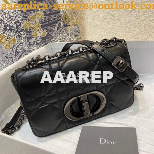Replica Dior Small Caro Bag Black Quilted Macrocannage Calfskin with R 2