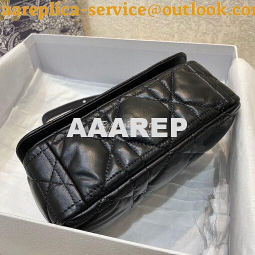 Replica Dior Small Caro Bag Black Quilted Macrocannage Calfskin with R 5