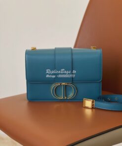 Replica Dior 30 Montaigne Bag with Tonal Enamel CD M9203U Steel Blue 2