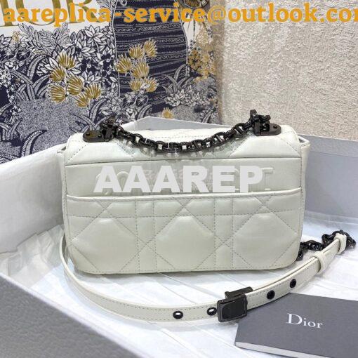 Replica Dior Small Caro Bag Latte Quilted Macrocannage Calfskin with R 7