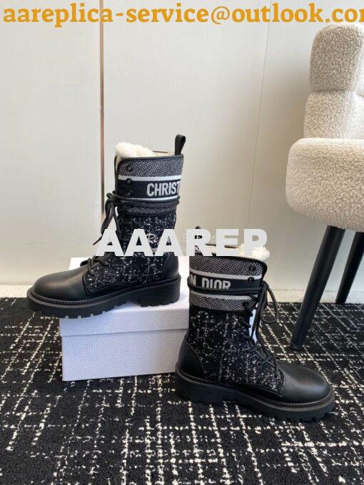Replica Dior D-Major Ankle Boot Black Calfskin with Black and White Ca 3