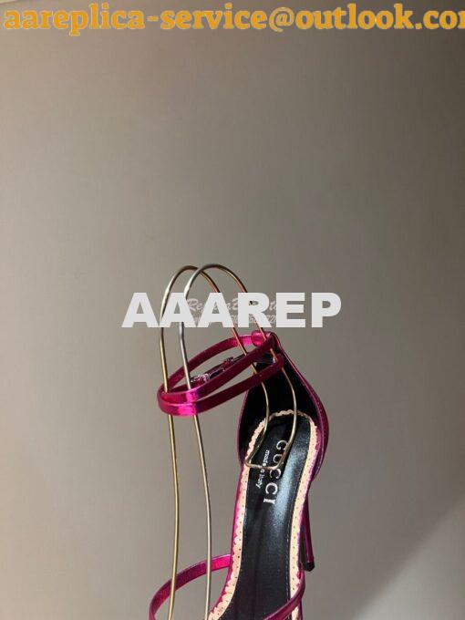 Replica Gucci Strappy Sandal With Double G 748868 metallic Leather 10