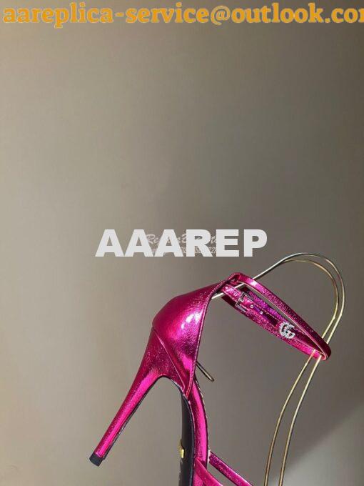 Replica Gucci Strappy Sandal With Double G 748868 metallic Leather 11