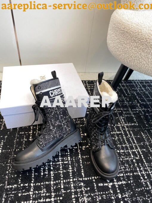 Replica Dior D-Major Ankle Boot Black Calfskin with Black and White Ca 5