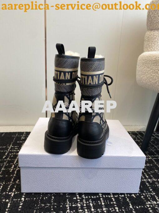Replica Dior D-Major Ankle Boot Black Calfskin with Khaki Cannage Twee 8