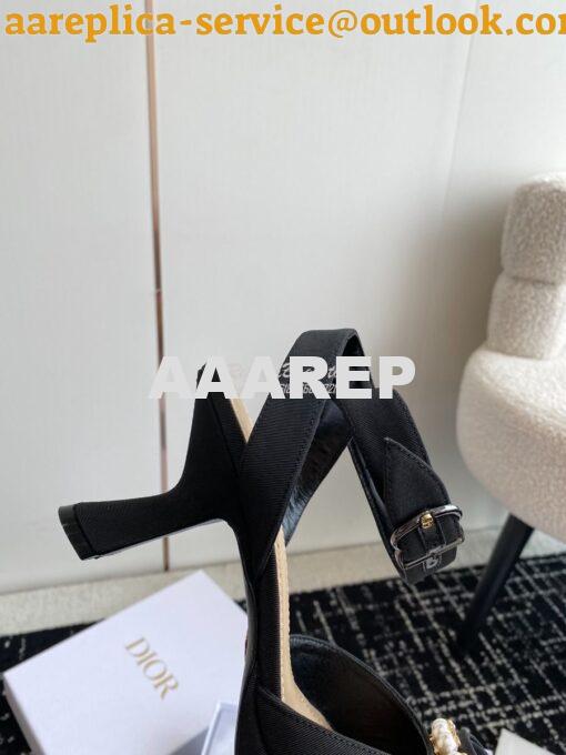 Replica Dior Rose Pump Black Grosgrain and White Resin Pearls Heel 7.5 7