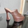 Replica Gucci Interlocking G Platform Slide Leather Sandal 740426 Brow