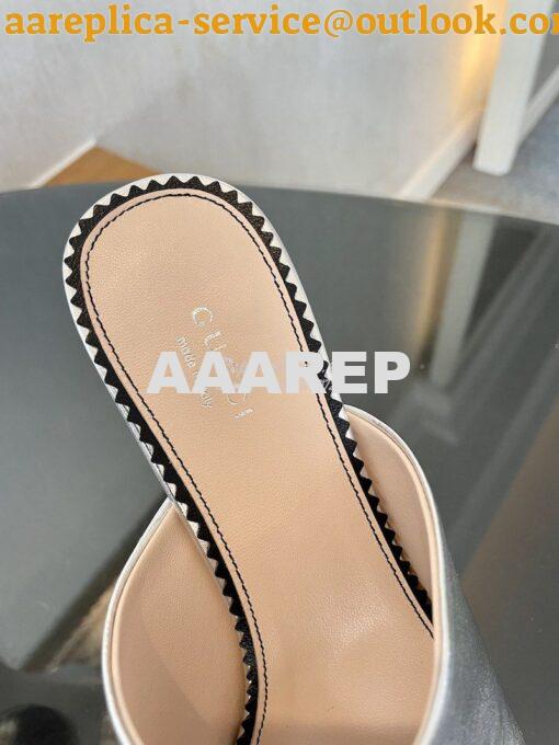 Replica Gucci Interlocking G Platform Slide Metallic Leather Sandal 74 9