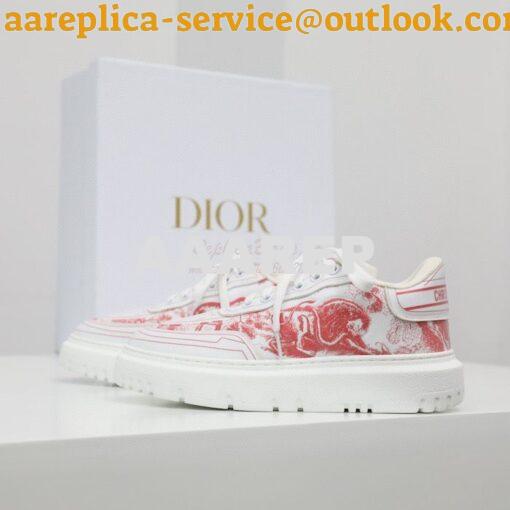 Replica Dior Addict Sneaker Red Toile de Jouy Technical Fabric KCK308T 3