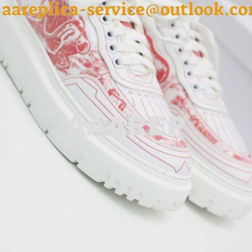 Replica Dior Addict Sneaker Red Toile de Jouy Technical Fabric KCK308T 5