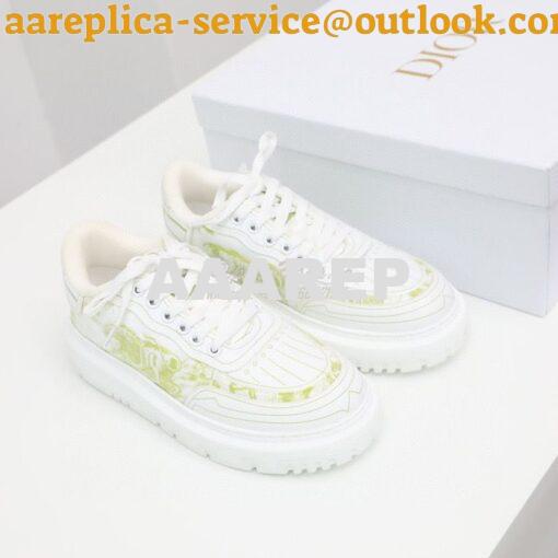 Replica Dior Addict Sneaker Green Toile de Jouy Technical Fabric KCK30