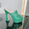 Replica Gucci Interlocking G Platform Slide Leather Sandal 740426 Gree