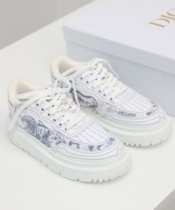 Replica Dior Addict Sneaker French Blue Toile de Jouy Technical Fabric